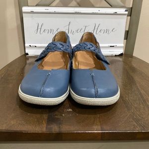 Hotter Shake Leather Flats Blue Size7